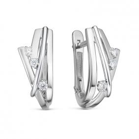 Серьги из белого золота КЮЗ Del'ta DБР122199б с бриллиантом DБР122199б фото