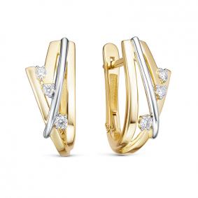 Серьги из лимонного золота КЮЗ Del'ta DБР122199л с бриллиантом DБР122199л фото