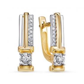 Серьги из лимонного золота КЮЗ Del'ta DБР122202л с бриллиантом DБР122202л фото