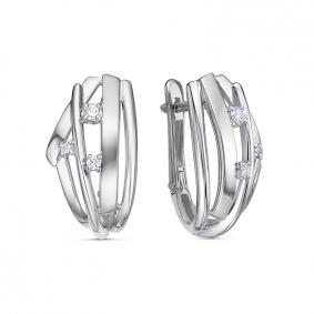 Серьги из белого золота КЮЗ Del'ta DБР122204б с бриллиантом DБР122204б фото