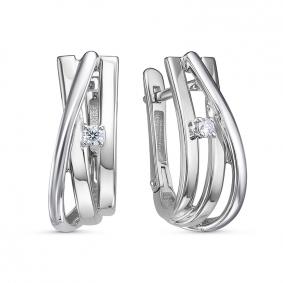 Серьги из белого золота КЮЗ Del'ta DБР122205б с бриллиантом DБР122205б фото