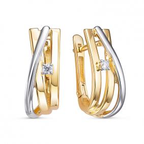 Серьги из лимонного золота КЮЗ Del'ta DБР122205л с бриллиантом DБР122205л фото