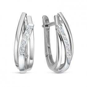 Серьги из белого золота КЮЗ Del'ta DБР122221б с бриллиантом DБР122221б фото