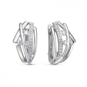 Серьги из белого золота КЮЗ Del'ta DБР122228б с бриллиантом DБР122228б фото