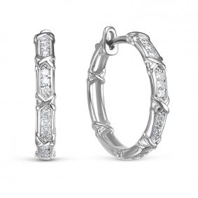 Серьги из белого золота КЮЗ Del'ta DБР122235б с бриллиантом DБР122235б фото