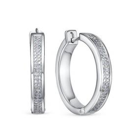 Серьги из белого золота КЮЗ Del'ta DБР122236б с бриллиантом DБР122236б фото