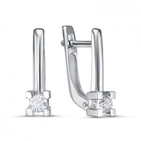 Серьги из белого золота КЮЗ Del'ta DБР122240б с бриллиантом DБР122240б фото