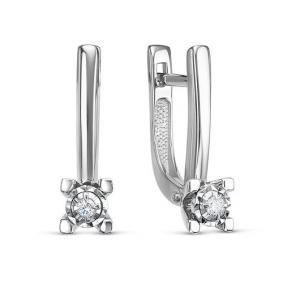 Серьги из белого золота КЮЗ Del'ta DБР122241б с бриллиантом DБР122241б фото