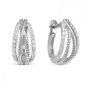 Серьги из белого золота КЮЗ Del'ta DБР122248б с бриллиантом DБР122248б фото