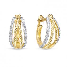 Серьги из лимонного золота КЮЗ Del'ta DБР122248л с бриллиантом DБР122248л фото