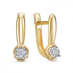 Серьги из лимонного золота КЮЗ Del'ta DБР122249л с бриллиантом DБР122249л фото