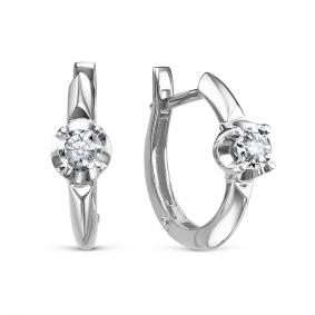 Серьги из белого золота КЮЗ Del'ta DБР122250б с бриллиантом DБР122250б фото