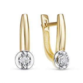 Серьги из лимонного золота КЮЗ Del'ta DБР122252л с бриллиантом DБР122252л фото