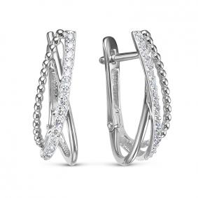 Серьги из белого золота КЮЗ Del'ta DБР122255б с бриллиантом DБР122255б фото