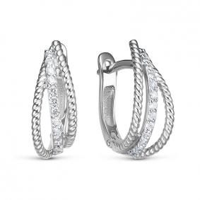 Серьги из белого золота КЮЗ Del'ta DБР122256б с бриллиантом DБР122256б фото