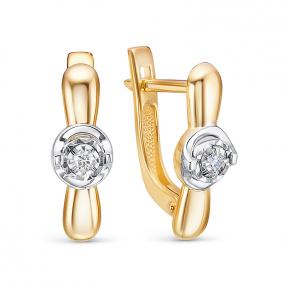 Серьги из лимонного золота КЮЗ Del'ta DБР122257л с бриллиантом DБР122257л фото