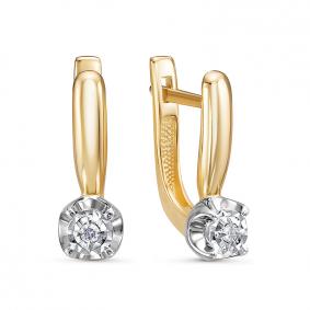 Серьги из лимонного золота КЮЗ Del'ta DБР122269л с бриллиантом DБР122269л фото