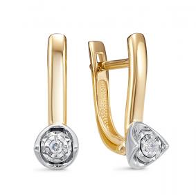 Серьги из лимонного золота КЮЗ Del'ta DБР122271л с бриллиантом DБР122271л фото