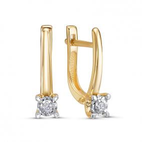Серьги из лимонного золота КЮЗ Del'ta DБР122275л с бриллиантом DБР122275л фото