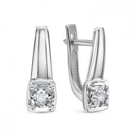 Серьги из белого золота КЮЗ Del'ta DБР122286б с бриллиантом DБР122286б фото