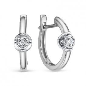 Серьги из белого золота КЮЗ Del'ta DБР122291б с бриллиантом DБР122291б фото