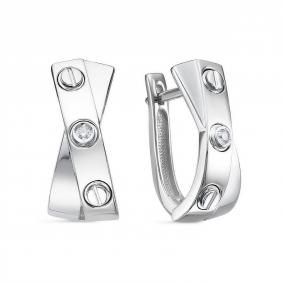 Серьги из белого золота КЮЗ Del'ta DБР122337б с бриллиантом DБР122337б фото