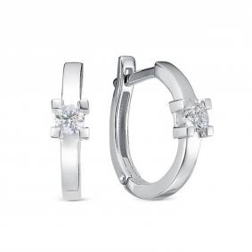 Серьги из белого золота КЮЗ Del'ta DБР122382б с бриллиантом DБР122382б фото