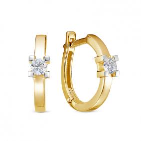 Серьги из лимонного золота КЮЗ Del'ta DБР122382л с бриллиантом DБР122382л фото