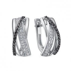 Серьги из белого золота КЮЗ Del'ta DБР122401б с бриллиантом DБР122401б фото