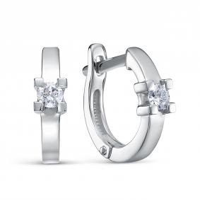 Серьги из белого золота КЮЗ Del'ta DБР122435б с бриллиантом DБР122435б фото