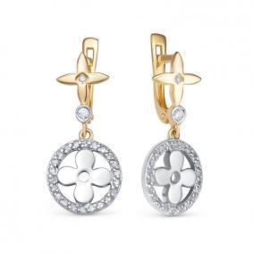 Серьги из лимонного золота КЮЗ Del'ta DБР122519л с бриллиантом DБР122519л фото