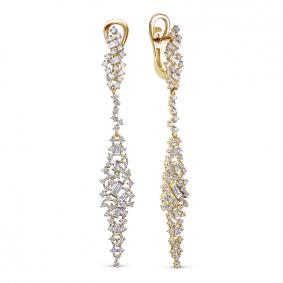 Серьги из лимонного золота КЮЗ Del'ta DБР122525л с бриллиантом DБР122525л фото