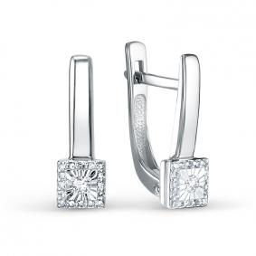 Серьги из белого золота КЮЗ Del'ta DБР122574б с бриллиантом DБР122574б фото