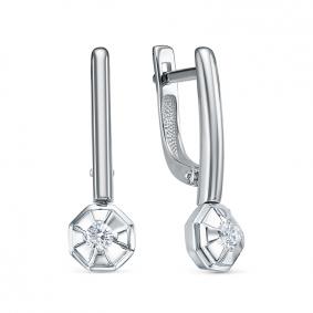 Серьги из белого золота КЮЗ Del'ta DБР122621б с бриллиантом DБР122621б фото