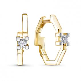 Серьги из лимонного золота КЮЗ Del'ta DБР122658л с бриллиантом DБР122658л фото