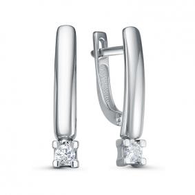 Серьги из белого золота КЮЗ Del'ta DБР122665б с бриллиантом DБР122665б фото