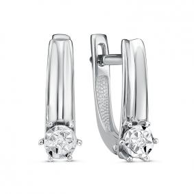 Серьги из белого золота КЮЗ Del'ta DБР122689б с бриллиантом DБР122689б фото