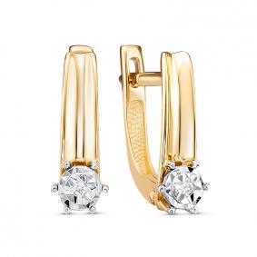 Серьги из лимонного золота КЮЗ Del'ta DБР122689л с бриллиантом DБР122689л фото