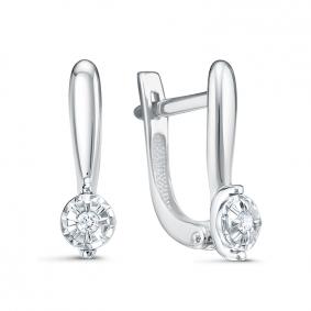 Серьги из белого золота КЮЗ Del'ta DБР122697б с бриллиантом DБР122697б фото