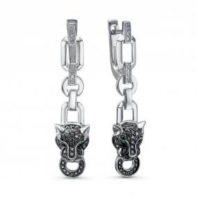 Серьги из белого золота КЮЗ Del'ta DБР122723б с бриллиантом и изумрудом DБР122723б фото