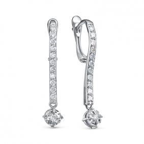 Серьги из белого золота КЮЗ Del'ta DБР122739б с бриллиантом DБР122739б фото