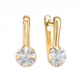 Серьги из лимонного золота КЮЗ Del'ta DБР122752л с бриллиантом DБР122752л фото