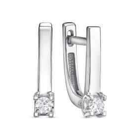 Серьги из белого золота КЮЗ Del'ta DБР122757б с бриллиантом DБР122757б фото