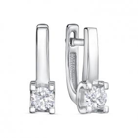 Серьги из белого золота КЮЗ Del'ta DБР122760б с бриллиантом DБР122760б фото