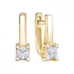 Серьги из лимонного золота КЮЗ Del'ta DБР122760л с бриллиантом DБР122760л фото