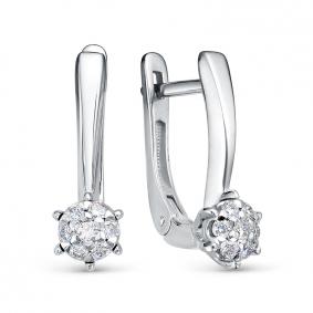 Серьги из белого золота КЮЗ Del'ta DБР122765б с бриллиантом DБР122765б фото
