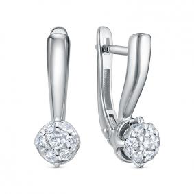 Серьги из белого золота КЮЗ Del'ta DБР122767б с бриллиантом DБР122767б фото
