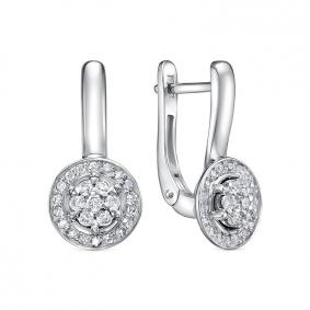 Серьги из белого золота КЮЗ Del'ta DБР122777б с бриллиантом DБР122777б фото