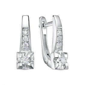 Серьги из белого золота КЮЗ Del'ta DБР122796б с бриллиантом DБР122796б фото