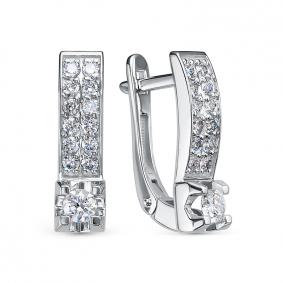 Серьги из белого золота КЮЗ Del'ta DБР122797б с бриллиантом DБР122797б фото